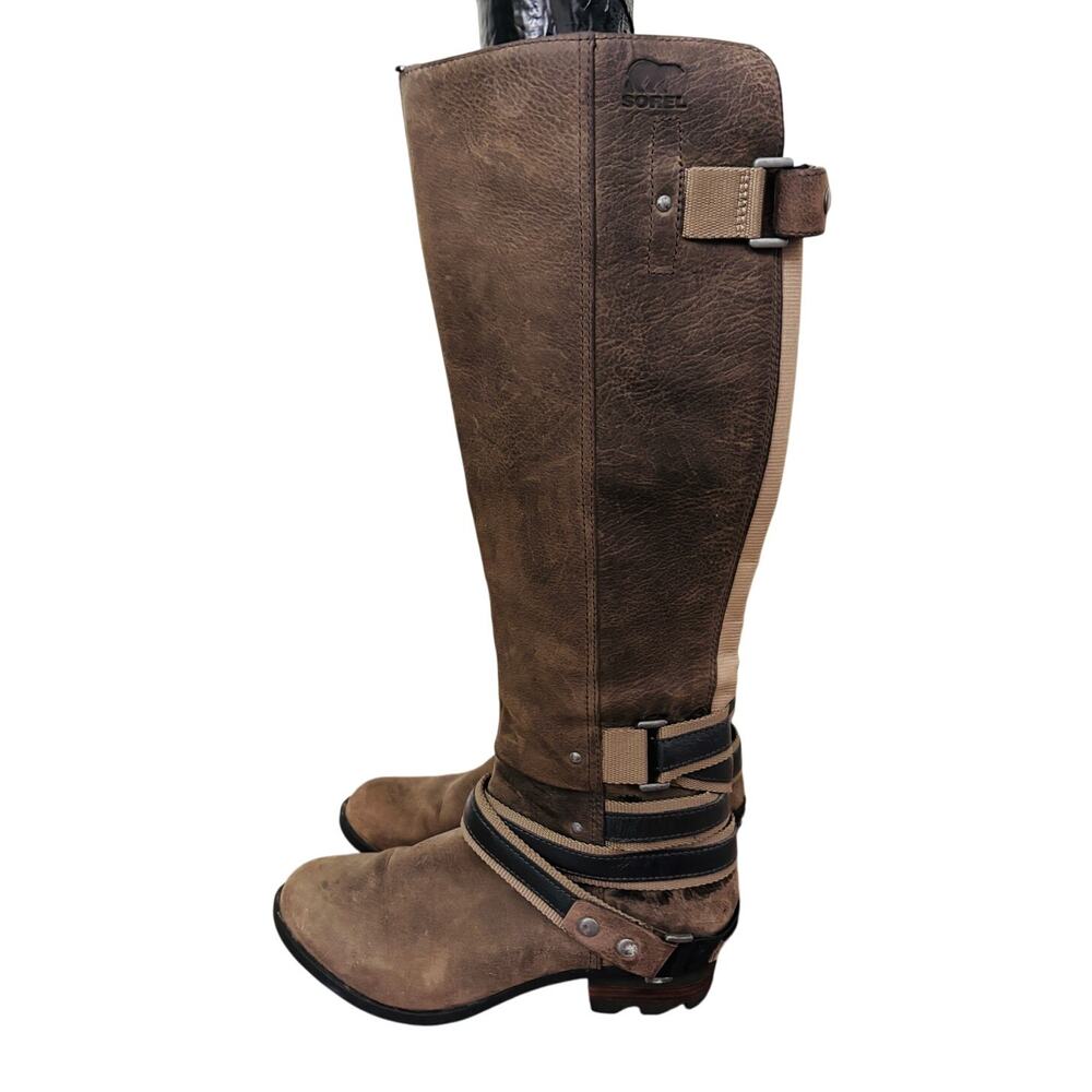 Sorel Lola Leather Tall Boots Size 7 Brown Riding Winter Boots